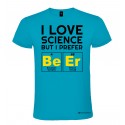 Maglietta personalizzata uomo amo la scienza ma preferisco la birra turchese