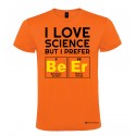 Maglietta personalizzata uomo amo la scienza ma preferisco la birra arancione