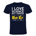 Maglietta personalizzata uomo amo la scienza ma preferisco la birra blu navy