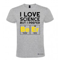 Maglietta personalizzata uomo amo la scienza ma preferisco la birra grigio
