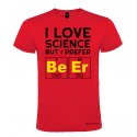 Maglietta personalizzata uomo amo la scienza ma preferisco la birra rosso