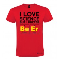 Maglietta personalizzata uomo amo la scienza ma preferisco la birra rosso
