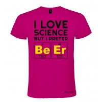 Maglietta personalizzata uomo amo la scienza ma preferisco la birra fucsia
