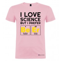Maglietta personalizzata uomo amo la scienza ma preferisco la birra rosa