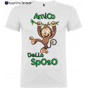 T-shirt addio al celibato amico dello sposo scimmia scimmie bianco