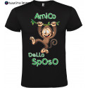 T-shirt addio al celibato amico dello sposo scimmia scimmie nero