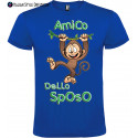 T-shirt addio al celibato amico dello sposo scimmia scimmie blu royal