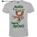 T-shirt addio al celibato amico dello sposo scimmia scimmie grigio