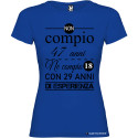 T-SHIRT DONNA COMPLEANNO ANNI DI ESPERIENZA COLORE BLU ROYAL