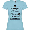 T-SHIRT DONNA COMPLEANNO ANNI DI ESPERIENZA COLORE AZZURRO