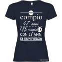 T-SHIRT DONNA COMPLEANNO ANNI DI ESPERIENZA COLORE BLU NAVY