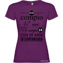 T-SHIRT DONNA COMPLEANNO ANNI DI ESPERIENZA COLORE VIOLA