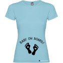 T-SHIRT DONNA PREMAMAN PERSONALIZZATA                         BABY ON BOARD  COLORE AZZURRO