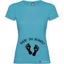 T-SHIRT DONNA PREMAMAN PERSONALIZZATA                          BABY ON BOARD  COLORE TURCHESE