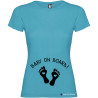 T-SHIRT DONNA PREMAMAN PERSONALIZZATA                          BABY ON BOARD  COLORE TURCHESE