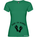 T-SHIRT DONNA PREMAMAN PERSONALIZZATA                         BABY ON BOARD  COLORE       VERDE