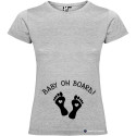 T-SHIRT DONNA PREMAMAN PERSONALIZZATA                         BABY ON BOARD  COLORE      GRIGIO