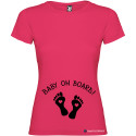T-SHIRT DONNA PREMAMAN PERSONALIZZATA                            BABY ON BOARD  COLORE ROSA FUCSIA
