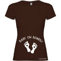 T-SHIRT DONNA PREMAMAN PERSONALIZZATA                          BABY ON BOARD  COLORE  MARRONE