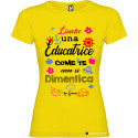 T-SHIRT DONNA  PERSONALIZZATA SPIRITOSA EDUCATRICE COLORE GIALLO