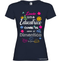 T-SHIRT DONNA  PERSONALIZZATA SPIRITOSA EDUCATRICE COLORE BLU NAVY