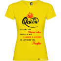 T-SHIRT DONNA PERSONALIZZATA SPIRITOSA QUEEN COLORE GIALLO