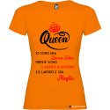 T-SHIRT DONNA PERSONALIZZATA SPIRITOSA QUEEN COLORE ARANCIONE