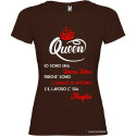 T-SHIRT DONNA PERSONALIZZATA SPIRITOSA QUEEN COLORE MARRONE