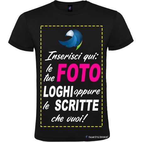 Maglietta personalizzata t-shirt personalizzata uomo donna cotone Italian Style Diffusion colore nero