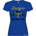 T-SHIRT DONNA SPIRITOSA PERSONALIZZATA RACING GIRL COLORE BLU ROYAL