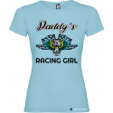 T-SHIRT DONNA SPIRITOSA PERSONALIZZATA RACING GIRL COLORE AZZURRO