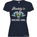 T-SHIRT DONNA SPIRITOSA PERSONALIZZATA RACING GIRL COLORE BLU NAVY