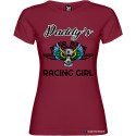 T-SHIRT DONNA SPIRITOSA PERSONALIZZATA RACING GIRL COLORE GRANATA