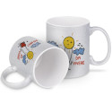 TAZZA MUG CON GLITTER PERSONALIZZATA COLORATA COLORE ARGENTO
