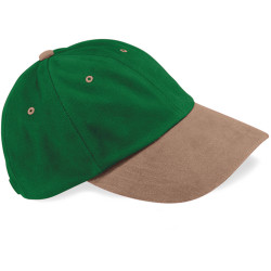 Cappellino con ricamo o stampa bicolore cotone spazzolato colore verde beige