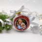 Palla di Natale personalizzata con foto e stelle filanti Streamer rosso