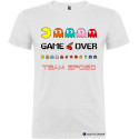 MAGLIETTA GAME OVER CON PACMAN PER ADDIO AL CELIBATO COLORE BIANCO