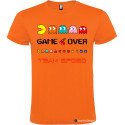 MAGLIETTA GAME OVER CON PACMAN PER ADDIO AL CELIBATO COLORE ARANCIO