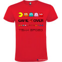MAGLIETTA GAME OVER CON PACMAN PER ADDIO AL CELIBATO COLORE ROSSO