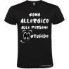 T-SHIRT CON FRASI SONO ALLERGICO ALLE PERSONE STUPIDE COLORE NERO