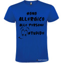 T-SHIRT CON FRASI SONO ALLERGICO ALLE PERSONE STUPIDE COLORE BLU ROYAL