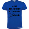 T-SHIRT CON FRASI SONO ALLERGICO ALLE PERSONE STUPIDE COLORE BLU ROYAL
