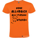 T-SHIRT CON FRASI SONO ALLERGICO ALLE PERSONE STUPIDE COLORE ARANCIO