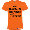 T-SHIRT CON FRASI SONO ALLERGICO ALLE PERSONE STUPIDE COLORE ARANCIO