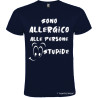 T-SHIRT CON FRASI SONO ALLERGICO ALLE PERSONE STUPIDE COLORE BLU NAVY