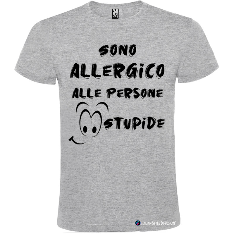 T-shirt Personalizzata Divertente Allergico alle Persone Stupide