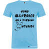 T-SHIRT CON FRASI SONO ALLERGICO ALLE PERSONE STUPIDE COLORE AZZURRO