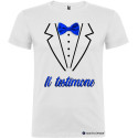 T-shirt per addio al celibato papillon stampato testimone elegante bianco