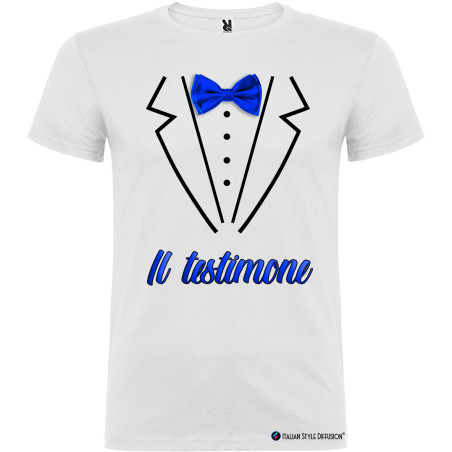 T-shirt per addio al celibato papillon stampato testimone elegante bianco