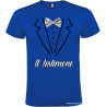 T-shirt per addio al celibato papillon stampato testimone elegante blu elettrico
